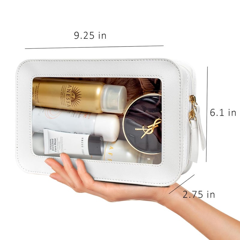 LETGO Clear Makeup Bags, TSA Approved Toiletry Bag with Zipper, Transaparent Makeup Organizer Fit Carry-on Travel Essentials,Clear Cosmetic Bags for Women Men (O-Beige) - Image 2